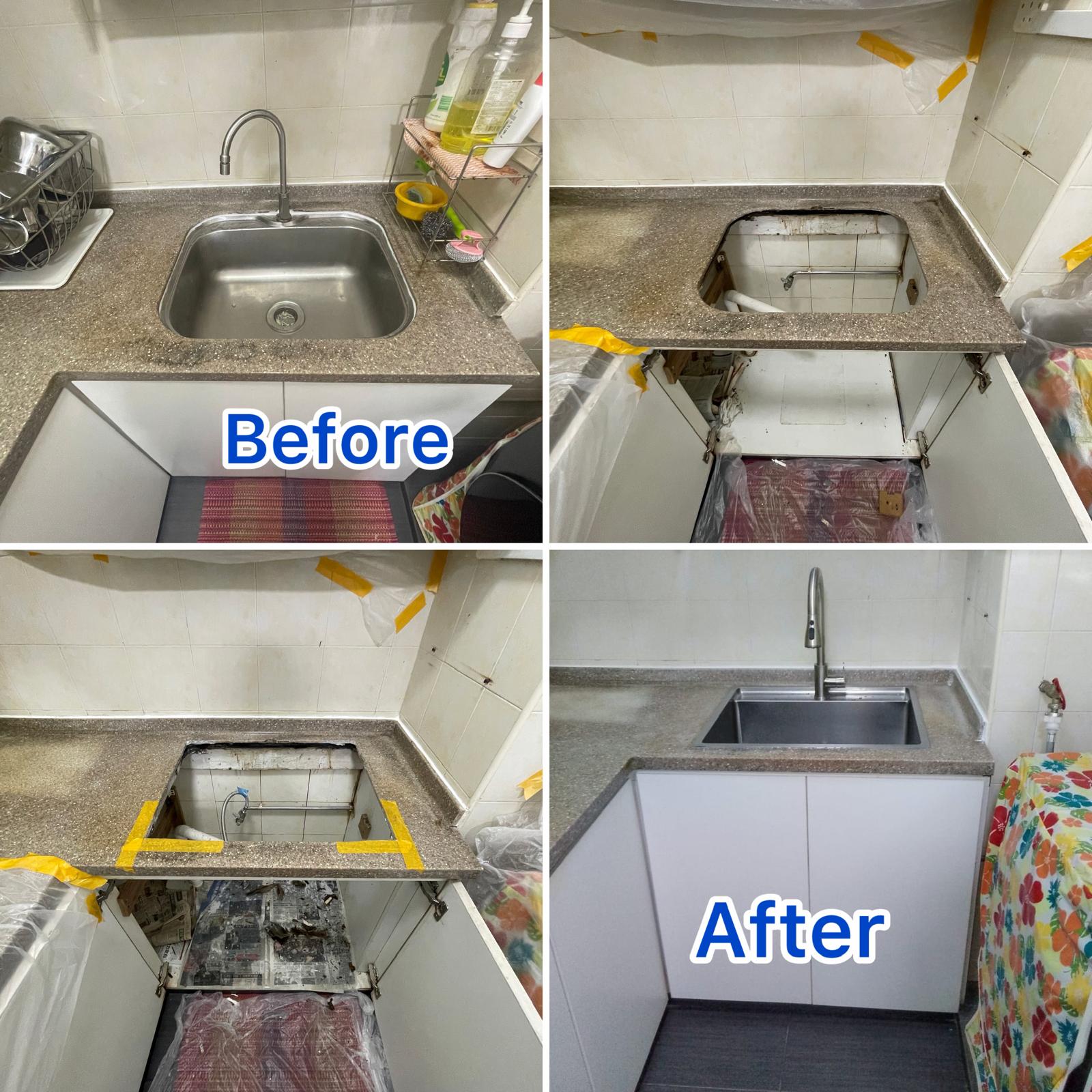 Kitchen Sink Replacement & Countertop Cut-Out Modification Service in Singapore